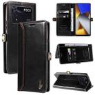 For Xiaomi Poco M4 Pro GQUTROBE RFID Blocking Oil Wax Leather Phone Case(Black) - 1