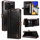 For Xiaomi Poco M4 Pro GQUTROBE RFID Blocking Oil Wax Leather Phone Case(Brown) - 1