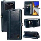 For Xiaomi Poco M4 Pro GQUTROBE RFID Blocking Oil Wax Leather Phone Case(Blue) - 1