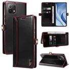 For Xiaomi Mi 11 Lite GQUTROBE RFID Blocking Oil Wax Leather Phone Case(Red) - 1