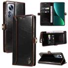 For Xiaomi 12 Pro GQUTROBE RFID Blocking Oil Wax Leather Phone Case(Brown) - 1