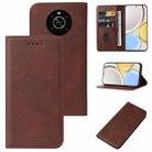 For Honor X9 Magnetic Closure Leather Phone Case(Brown) - 1