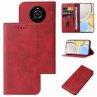 For Honor X9 Magnetic Closure Leather Phone Case(Red) - 1