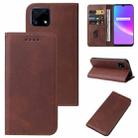 For Realme C25 Magnetic Closure Leather Phone Case(Brown) - 1