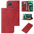 For Realme C25Y Magnetic Closure Leather Phone Case(Red) - 1