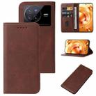 For vivo X80 Magnetic Closure Leather Phone Case(Brown) - 1