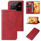 For vivo X80 Magnetic Closure Leather Phone Case(Red) - 1