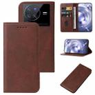 For vivo X80 Pro Magnetic Closure Leather Phone Case(Brown) - 1
