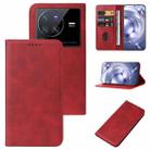 For vivo X80 Pro Magnetic Closure Leather Phone Case(Red) - 1