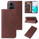 For vivo T1 Snapdragon 778G Magnetic Closure Leather Phone Case(Brown) - 1