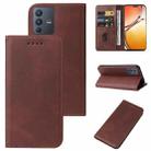 For vivo V23 5G Magnetic Closure Leather Phone Case(Brown) - 1