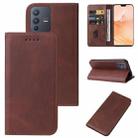 For vivo V23 Pro Magnetic Closure Leather Phone Case(Brown) - 1