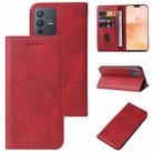 For vivo V23 Pro Magnetic Closure Leather Phone Case(Red) - 1