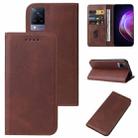 For vivo V21 4G Magnetic Closure Leather Phone Case(Brown) - 1