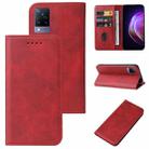 For vivo V21 4G Magnetic Closure Leather Phone Case(Red) - 1