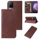 For vivo V21 5G Magnetic Closure Leather Phone Case(Brown) - 1