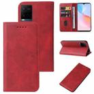 For vivo Y21e Magnetic Closure Leather Phone Case(Red) - 1