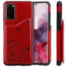 For Galaxy S20 Cat Bee Embossing Pattern Shockproof Protective Case with Card Slots & Photo Frame(Red) - 1