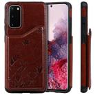 For Galaxy S20 Cat Bee Embossing Pattern Shockproof Protective Case with Card Slots & Photo Frame(Brown) - 1