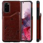 For Galaxy S20 Cat Bee Embossing Pattern Shockproof Protective Case with Card Slots & Photo Frame(Brown) - 1