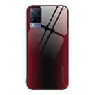 For vivo S9 Texture Gradient Glass TPU Phone Case(Red) - 1