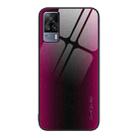 For vivo S9e Texture Gradient Glass TPU Phone Case(Rose Red) - 1