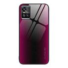 For vivo S10 Texture Gradient Glass TPU Phone Case(Rose Red) - 1