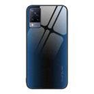 For vivo V21 Texture Gradient Glass TPU Phone Case(Blue) - 1