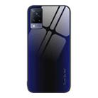 For vivo V21 Texture Gradient Glass TPU Phone Case(Dark Blue) - 1