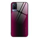 For vivo V21 Texture Gradient Glass TPU Phone Case(Rose Red) - 1