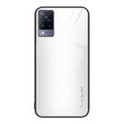 For vivo V21 Texture Gradient Glass TPU Phone Case(White) - 1