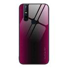 For vivo V15 Texture Gradient Glass TPU Phone Case(Rose Red) - 1