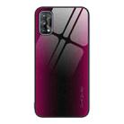 For Realme 7 Texture Gradient Glass TPU Phone Case(Rose Red) - 1