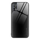 For Realme 7 Texture Gradient Glass TPU Phone Case(Black) - 1