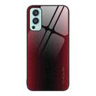 For OnePlus Nord 2 5G Texture Gradient Glass TPU Phone Case(Red) - 1
