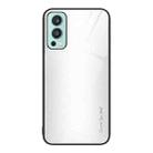 For OnePlus Nord 2 5G Texture Gradient Glass TPU Phone Case(White) - 1