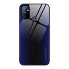 For OnePlus Nord N100 Texture Gradient Glass TPU Phone Case(Dark Blue) - 1