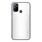 For OnePlus Nord N100 Texture Gradient Glass TPU Phone Case(White) - 1