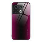 For OnePlus 10 Pro Texture Gradient Glass TPU Phone Case(Rose Red) - 1