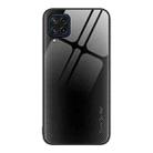 For Samsung Galaxy M32 Texture Gradient Glass TPU Phone Case(Black) - 1