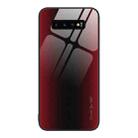 For Samsung Galaxy S10+ Texture Gradient Glass TPU Phone Case(Red) - 1