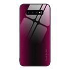 For Samsung Galaxy S10+ Texture Gradient Glass TPU Phone Case(Rose Red) - 1