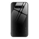 For Samsung Galaxy S10+ Texture Gradient Glass TPU Phone Case(Black) - 1