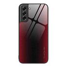 For Samsung Galaxy S21 5G Texture Gradient Glass TPU Phone Case(Red) - 1