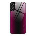 For Samsung Galaxy S22+ 5G Texture Gradient Glass TPU Phone Case(Rose Red) - 1