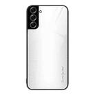 For Samsung Galaxy S22+ 5G Texture Gradient Glass TPU Phone Case(White) - 1