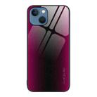 For iPhone 13 Texture Gradient Glass TPU Phone Case(Rose Red) - 1