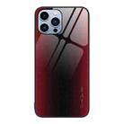 For iPhone 13 Pro Max Texture Gradient Glass TPU Phone Case (Red) - 1