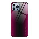 For iPhone 13 Pro Max Texture Gradient Glass TPU Phone Case (Rose Red) - 1