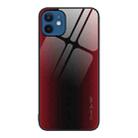 For iPhone 12 / 12 Pro Texture Gradient Glass TPU Phone Case(Red) - 1